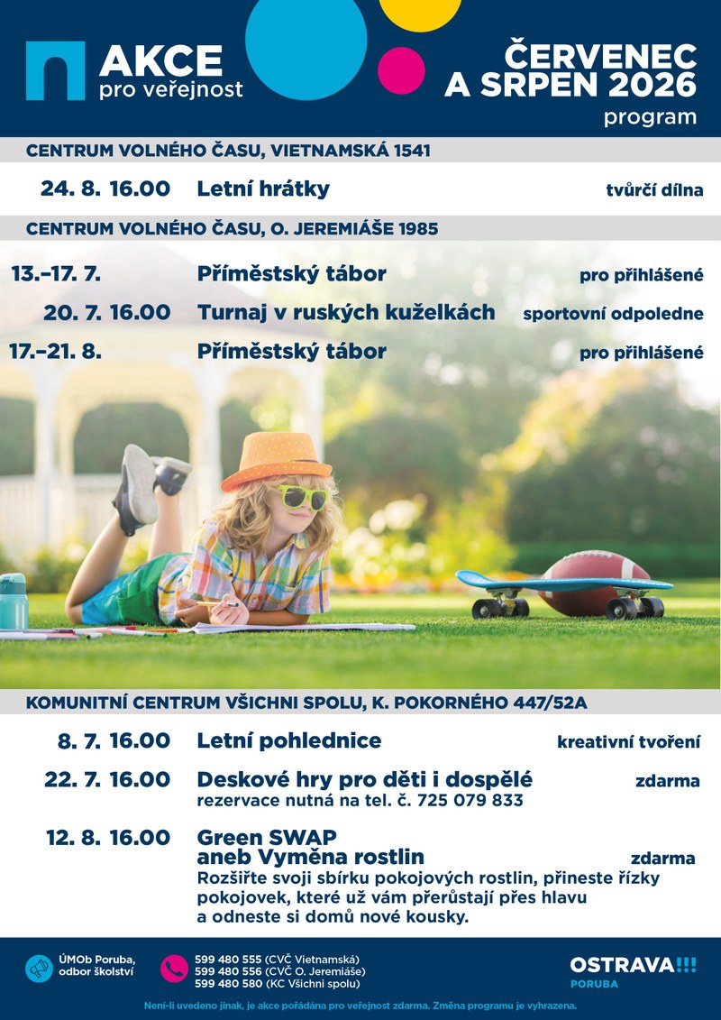 Centra volného času zvou na program i v létě