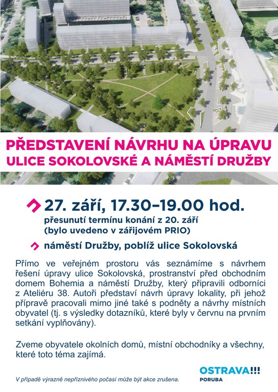 Představení návrhu na úpravu Sokolovské ulice a náměstí Družby