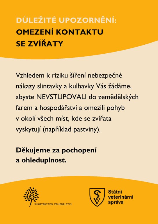 Informace k preventivním opatřením – slintavka a kulhavka