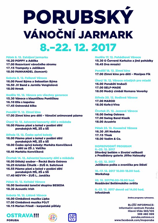 Porubský vánoční jarmark zahájí rozsvícení stromku