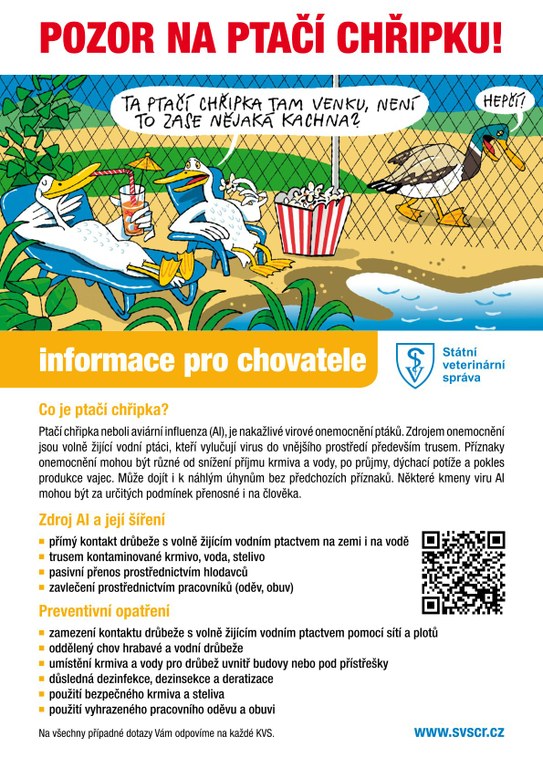 Zhoršená nákazová situace v souvislosti s ptačí chřipkou u volně žijících ptáků   