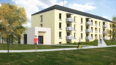 Vizualizace komunitního domu pro seniory na Dělnické ulici z Atelieru 38
