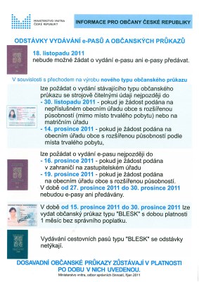 UPOZORNĚNÍ - OBČANSKÉ PRŮKAZY
