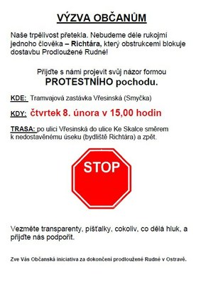 Čtvrteční demonstrace má podpořit dostavbu Rudné