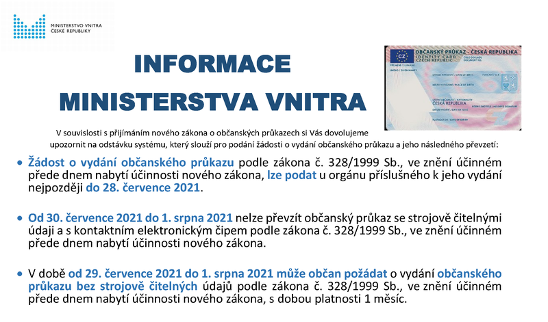 Odstávka systému pro vydávání osobních dokladů