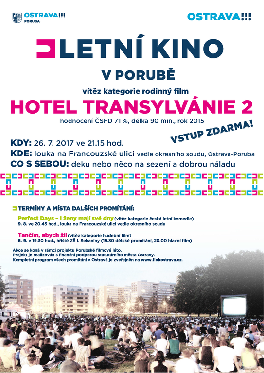 Letní kino nabídne animovaný film Hotel Transylvánie 2 
