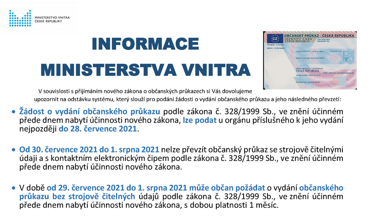 Odstávka systému pro vydávání osobních dokladů