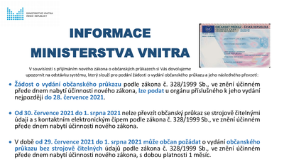 Odstávka systému pro vydávání osobních dokladů