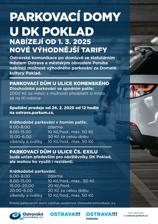 Parkovací domy u Pokladu nabídnou vstřícnější tarify