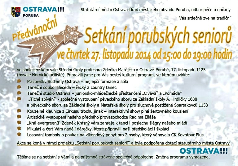 Předvánoční setkání porubských seniorů