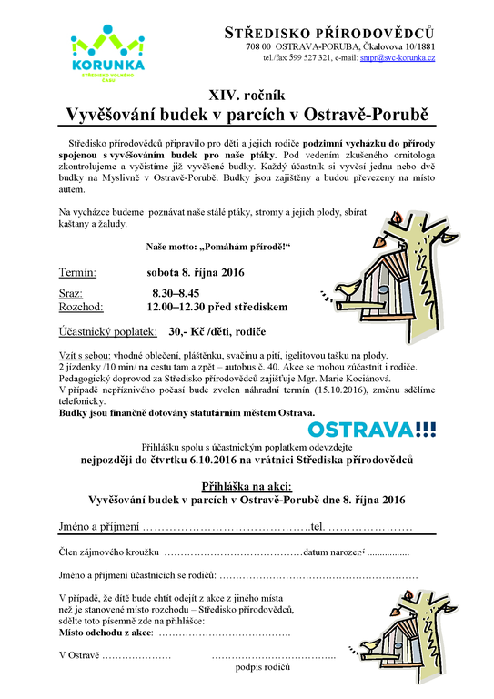 Vyvěšování budek v parcích Poruby