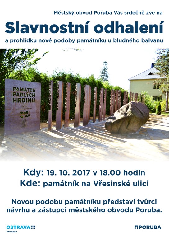 Zrekonstruovaný památník obětem světových válek bude odhalen 19. října